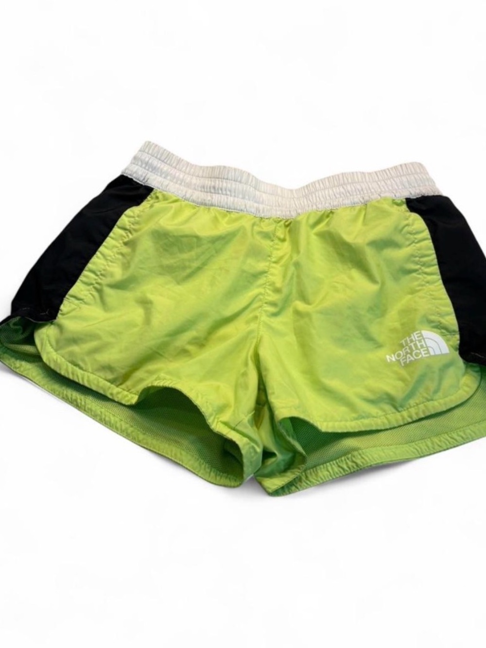 The North Face Women’s Neon Green Athletic Shorts with Black Panels